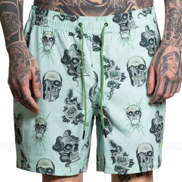 Sullen Art Collective Haubs E-Waist SCM6228 Tattoo Graphic Board Shorts for Men